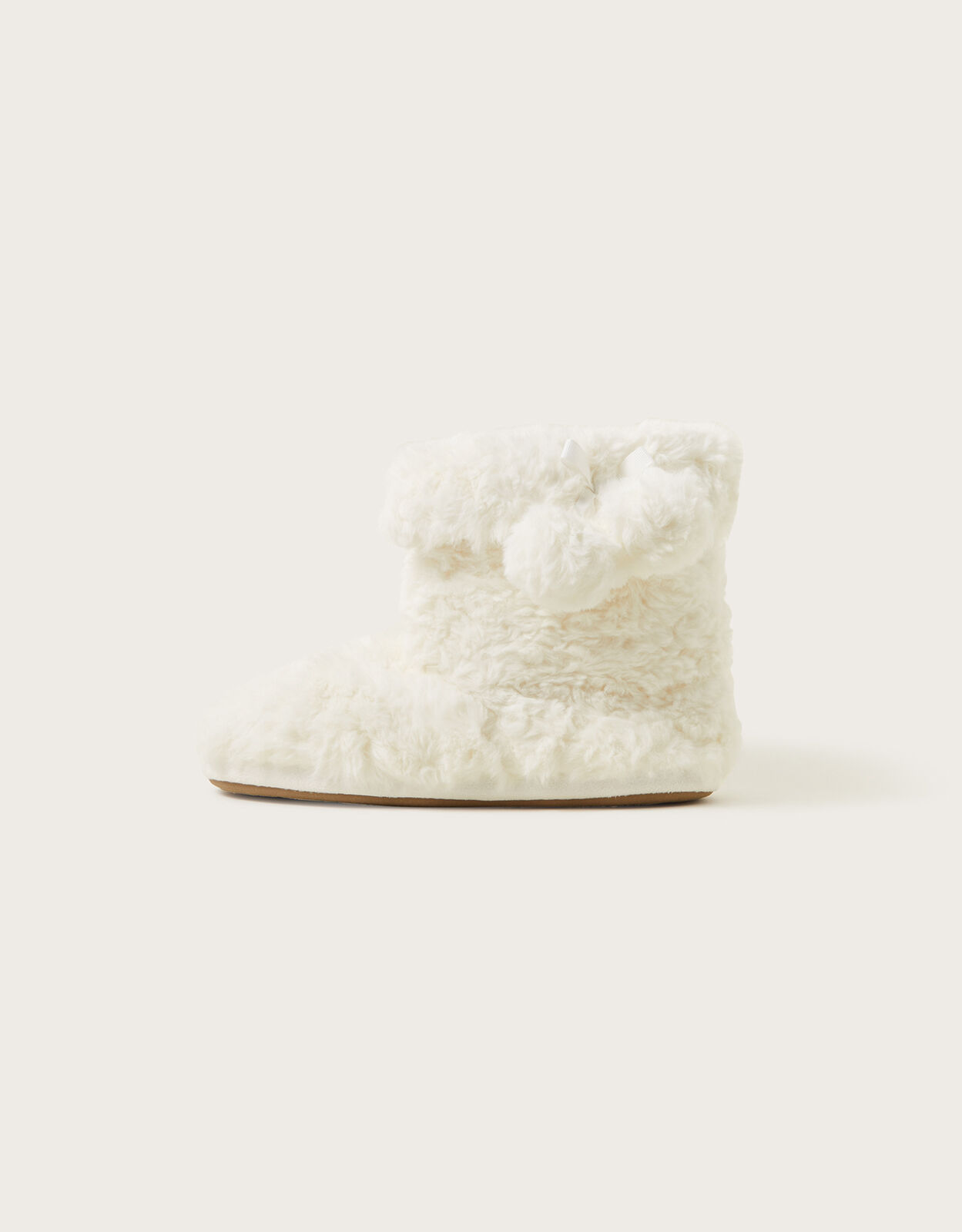 Faux Fur Pom Pom Slipper Boots Ivory Women s Shoes Monsoon UK