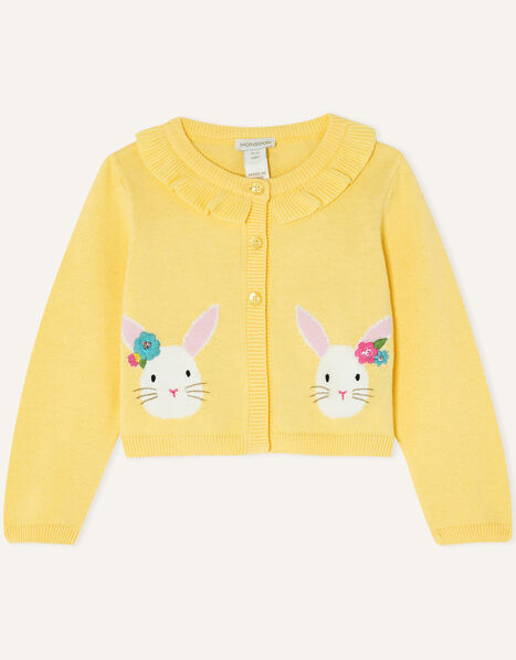 Baby Bunny Applique Cardigan Yellow, Yellow (YELLOW), large