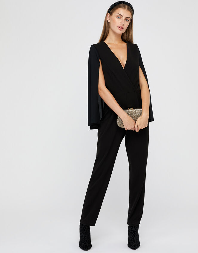 Kris Cape Jumpsuit, Black (BLACK), large