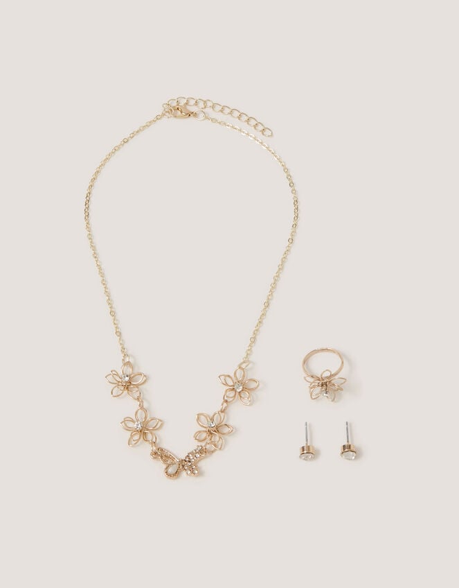 Butterfly Flower Jewellery Set, , large