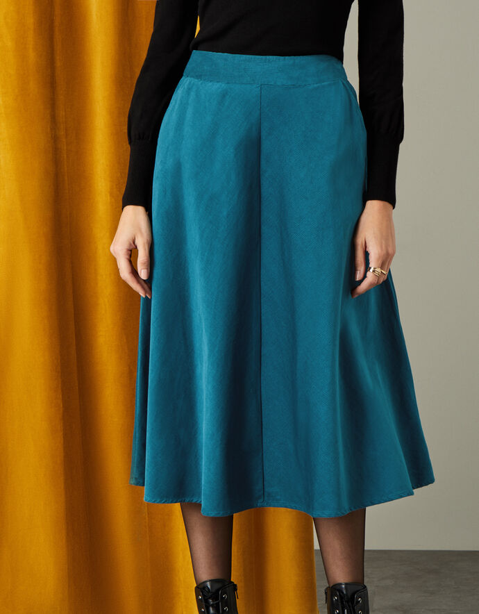 Cord Circle Midi Skirt Teal