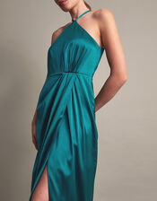 Sabrina Corsage Halterneck Dress, Teal (TEAL), large