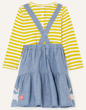 Baby Denim Pinny and Stripe Top Set, Blue (BLUE), large