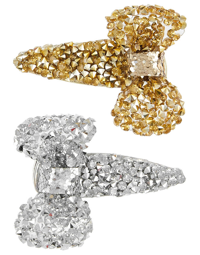 Dazzle Bow Hair Clips, , large