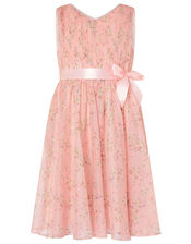 Ditsy Print Pleated Dress, Pink (PALE PINK), large