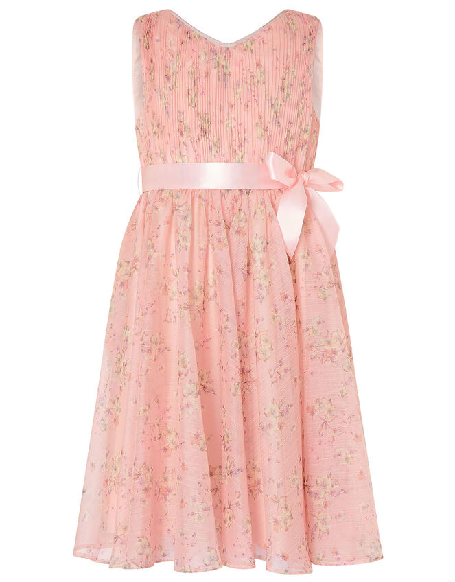 Ditsy Print Pleated Dress, Pink (PALE PINK), large