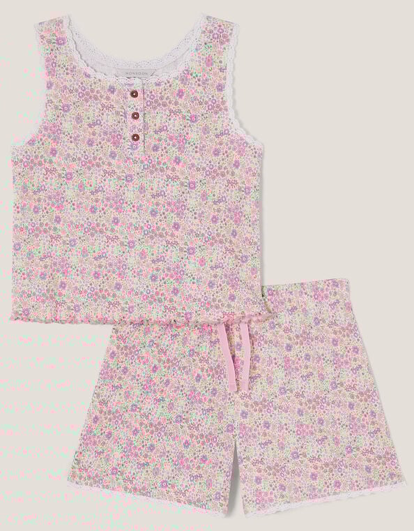 Floral Jersey Short Pyjamas Set, Cream (CREAM), large