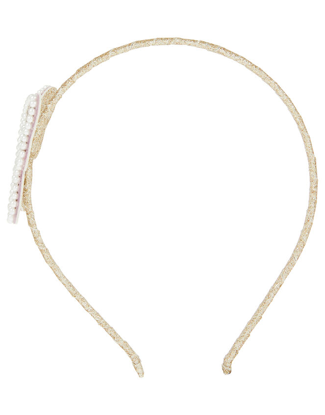 Pearl and Glitter Butterfly Headband, , large