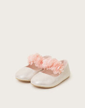 Corsage Metallic Faux Leather Ballet Flats, Pink (PINK), large