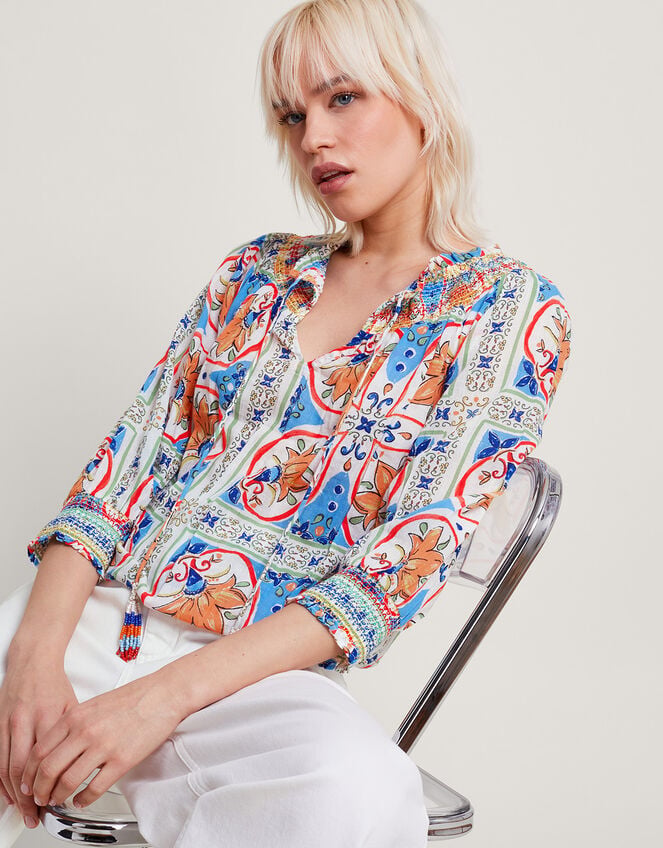 Striped Bubble Top -Sky Blue