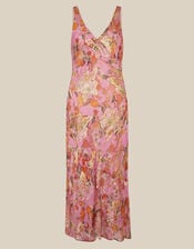 Ada Sleeveless Metallic Bias Cut Midi Dress, Pink (PINK), large