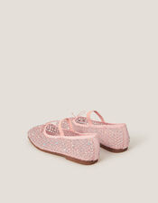Bling Mesh Ballet Flats, Pink (PINK), large