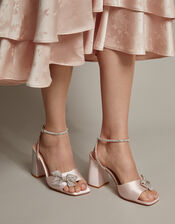 Dani Diamante Bow Heeled Sandals, Nude (NUDE), large