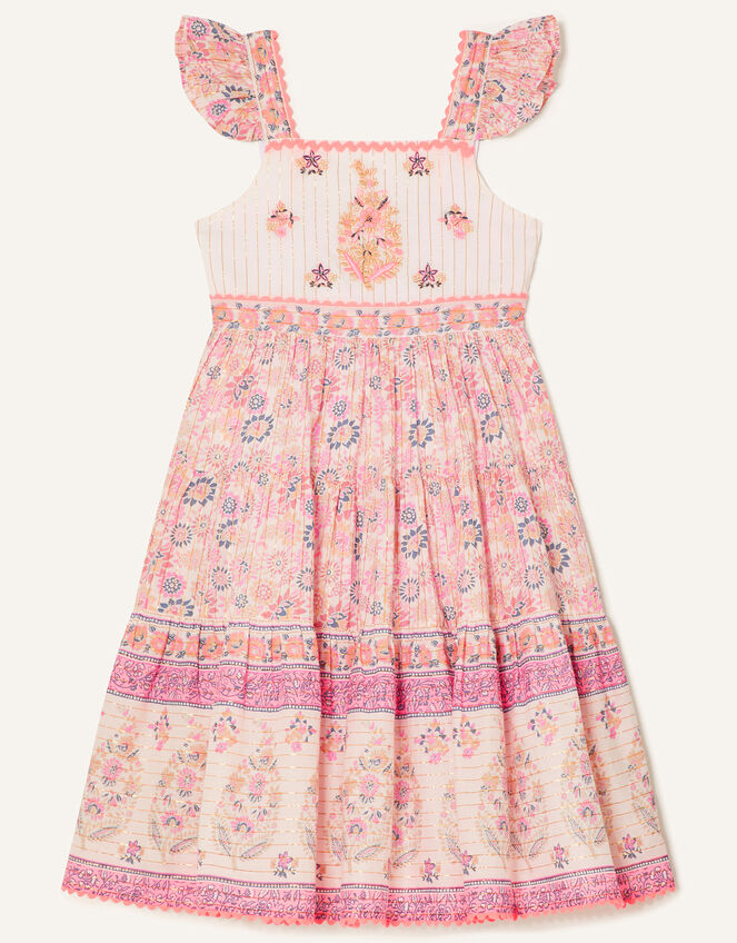 Mix Floral Tiered Maxi Dress, Purple (LILAC), large