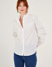 Bronwyn Broderie Pintuck Embroidered Blouse, White (WHITE), large