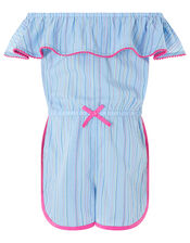 Bella Stripe Chambray Playsuit, Blue (BLUE), large