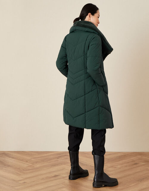 Beverley Faux Fur Collar Coat, Green (GREEN), large