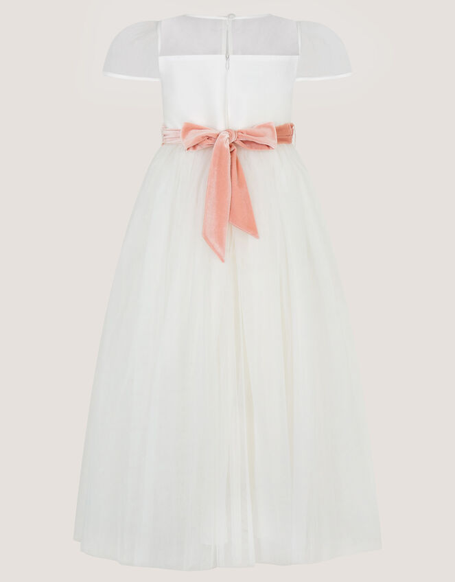 Velvet Bow Bridesmaid Dress, Ivory (IVORY), large