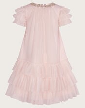 Alexandria Sequin Ruffle Tulle Swing Dress, Pink (PALE PINK), large