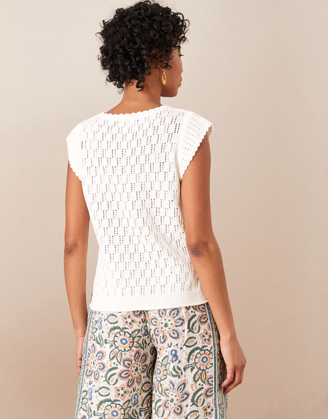 Short Sleeve Scallop Edge Jumper, Ivory (IVORY), large