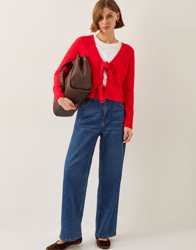 Tina Tie Front Cardigan, Red (RED), large