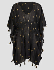 Ivy Palm Embroidered Kaftan, Black (BLACK), large