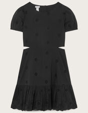 Broderie Cut-Out Detail Dress, Black (BLACK), large