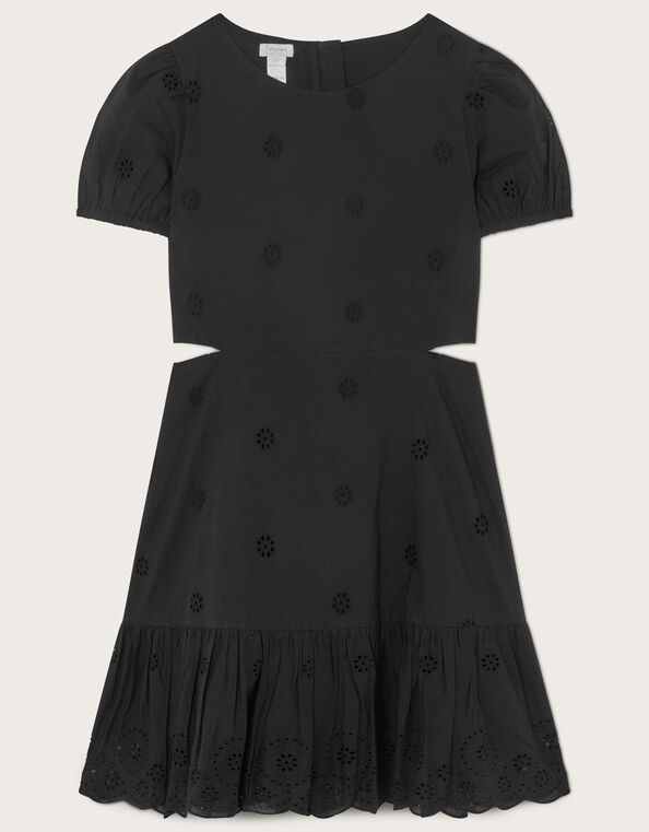 Broderie Cut-Out Detail Dress, Black (BLACK), large