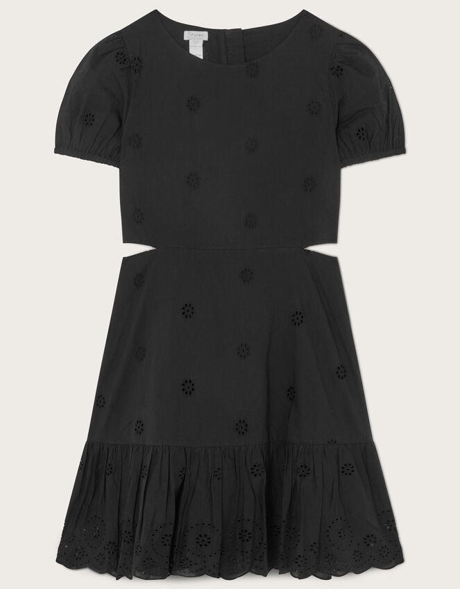 Broderie Cut-Out Detail Dress, Black (BLACK), large
