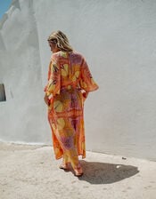 Piti Cuiti Plunge Floral Print Maxi Dress , Orange (ORANGE), large