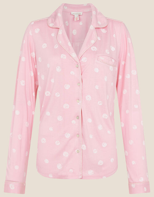 Spot Print Pyjama Shirt , Pink (PINK), large