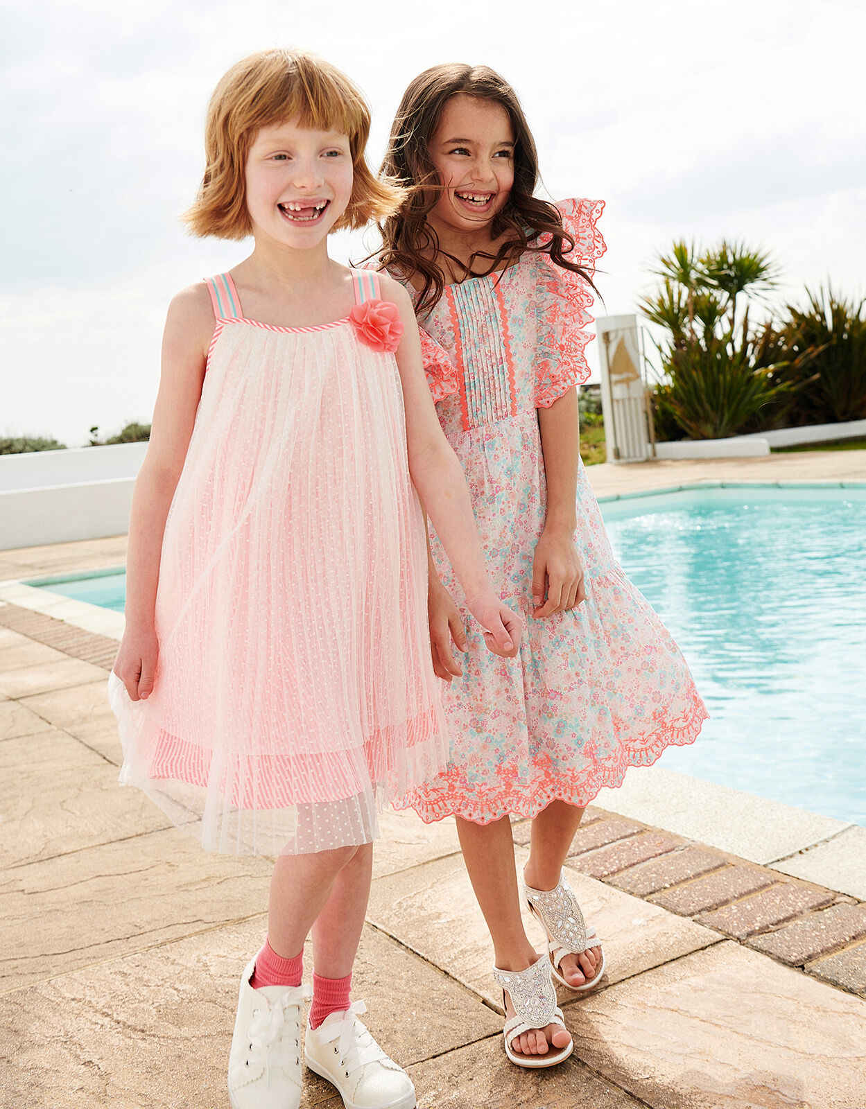 Spot Net Overlay Dress White Girls Dresses Monsoon UK