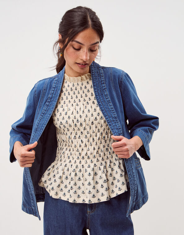 Lorna Kimono Denim Jacket, Blue (MID AUTHENTIC BLUE), large