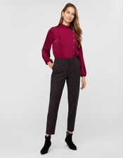 Harriet Houndstooth Jacquard Trousers, Red (BURGUNDY), large