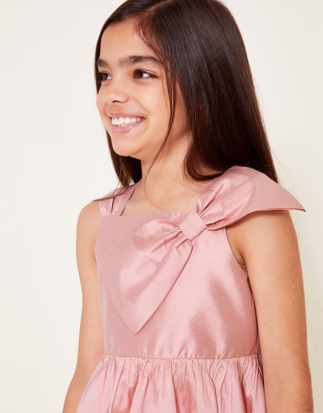 Freya Bow Detail Taffeta Dress, Pink (PINK), large