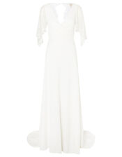 Linda Lace Angel Sleeve Bridal Dress, Ivory (IVORY), large