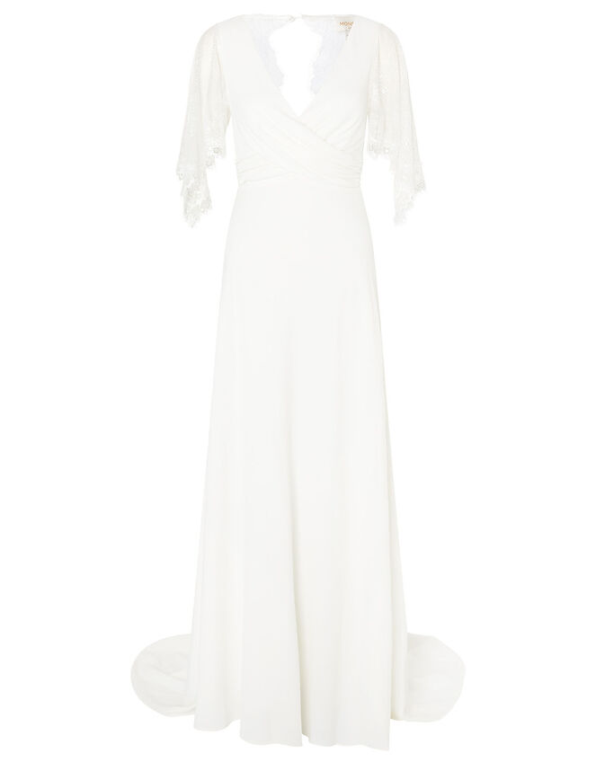 Linda Lace Angel Sleeve Bridal Dress, Ivory (IVORY), large