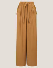 Nina Wide Leg Trousers, Brown (TOBACCO), large