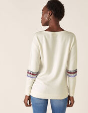 Sequin Star Knit Jumper, Ivory (IVORY), large