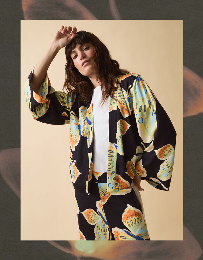 Clemence Aurelie Butterfly Kimono Jacket Black