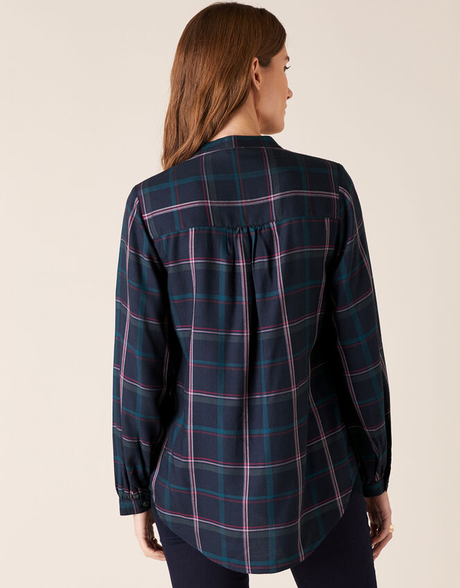 Check Longline Shirt, Blue (NAVY), large