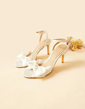 Satin Bow Trim Bridal Sandals, Ivory (IVORY), large