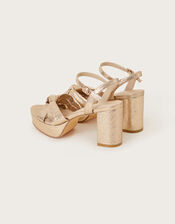 Twist Knot Platform Heels, Gold (ROSE GOLD), large
