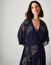 Skyla Floral Embellished Maxi Wrap Dress, Blue (NAVY), large