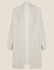 Shawl Collar Cable Knit Cardigan, Cream (CREAM), large