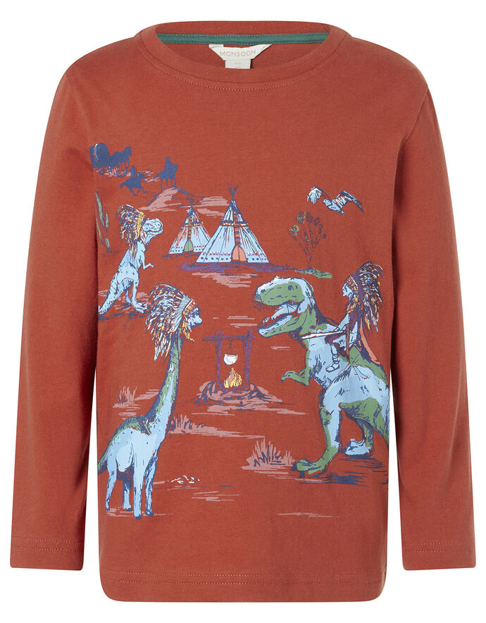 Little Explorer Multicolor Dino Graphic Long Sleeve Shirt