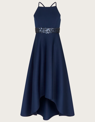 Sequin Scuba Prom Dress, Blue (NAVY), large