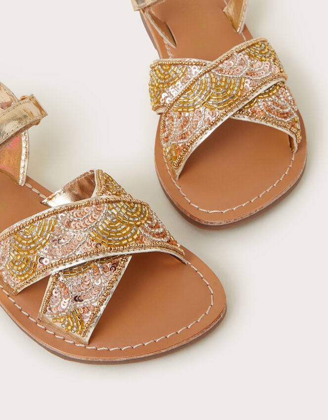 Embellished Metallic Sandals, Multi (MULTI), large
