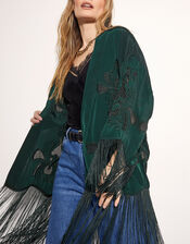 East Heba Embroidered Tassel Kimono, Green (GREEN), large