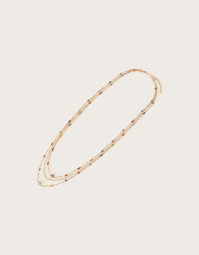 Long Beaded Multi Row Necklace, , large